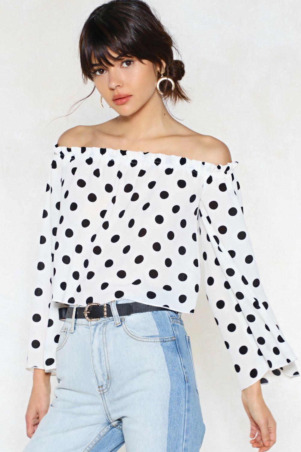 polka dot off the shoulder top