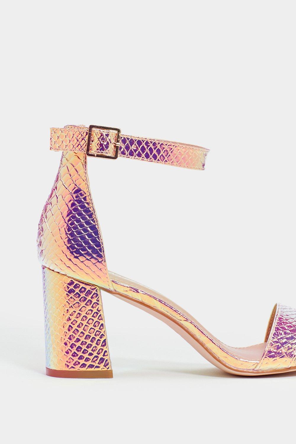 purple iridescent heels