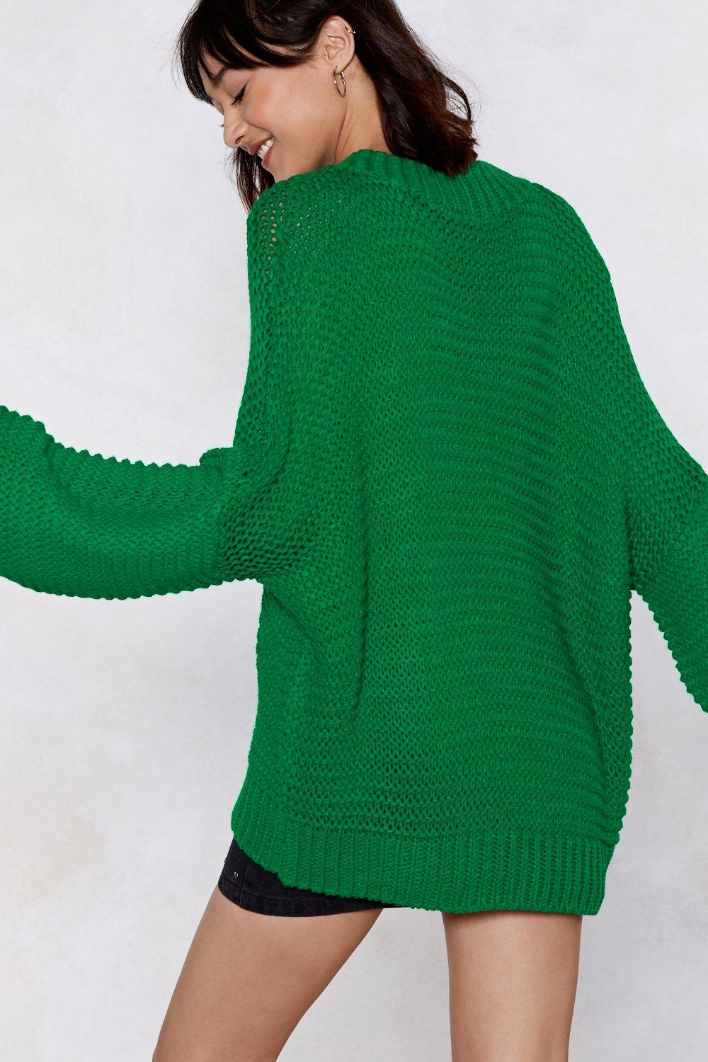 green oversized jumper