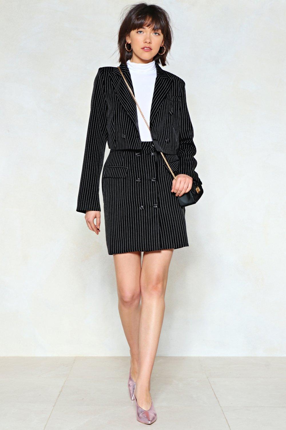 blazer and skirt set black