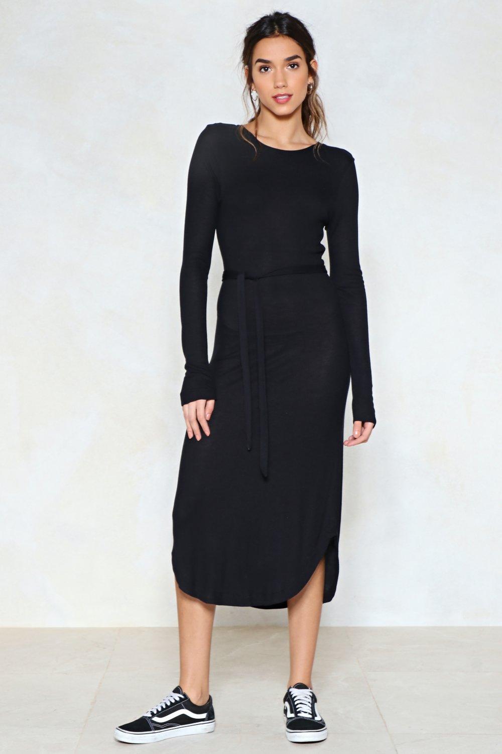 nasty gal black midi dress