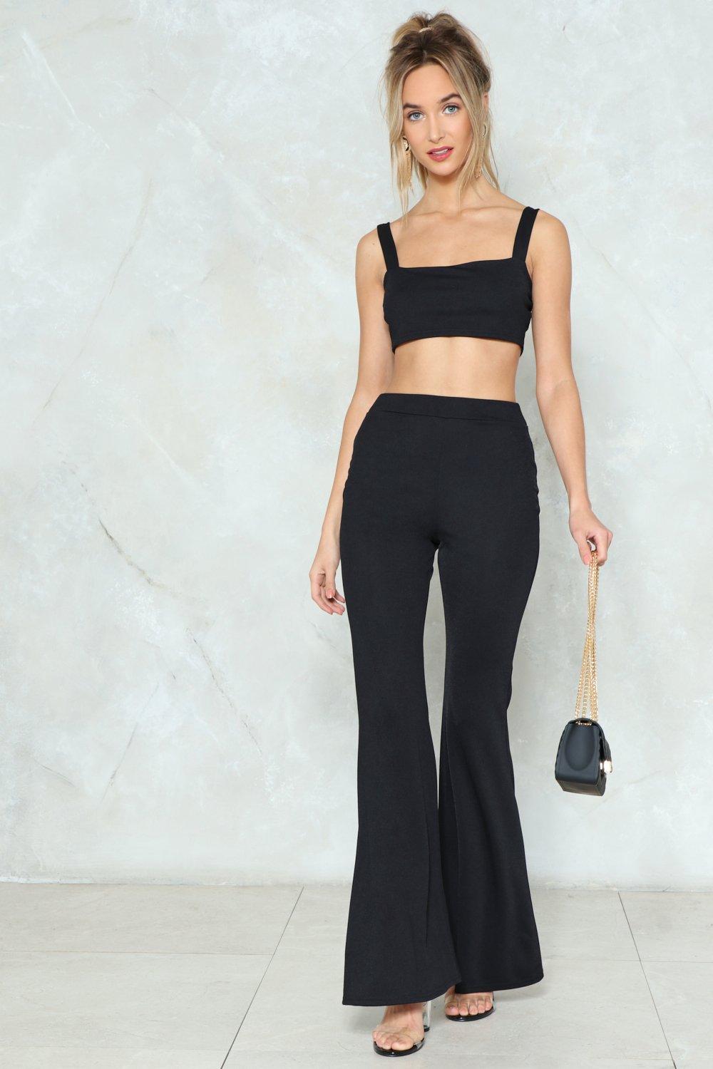 crop top with flared pants