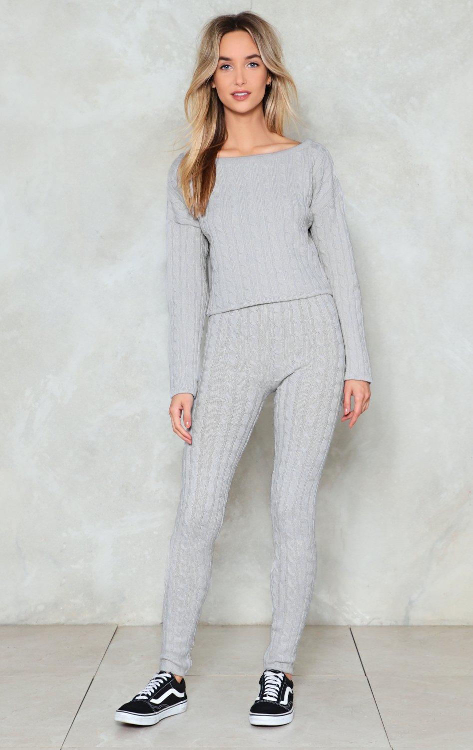 cable knit jumper and legging set