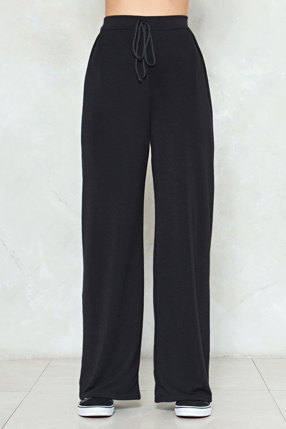 black wide leg joggers