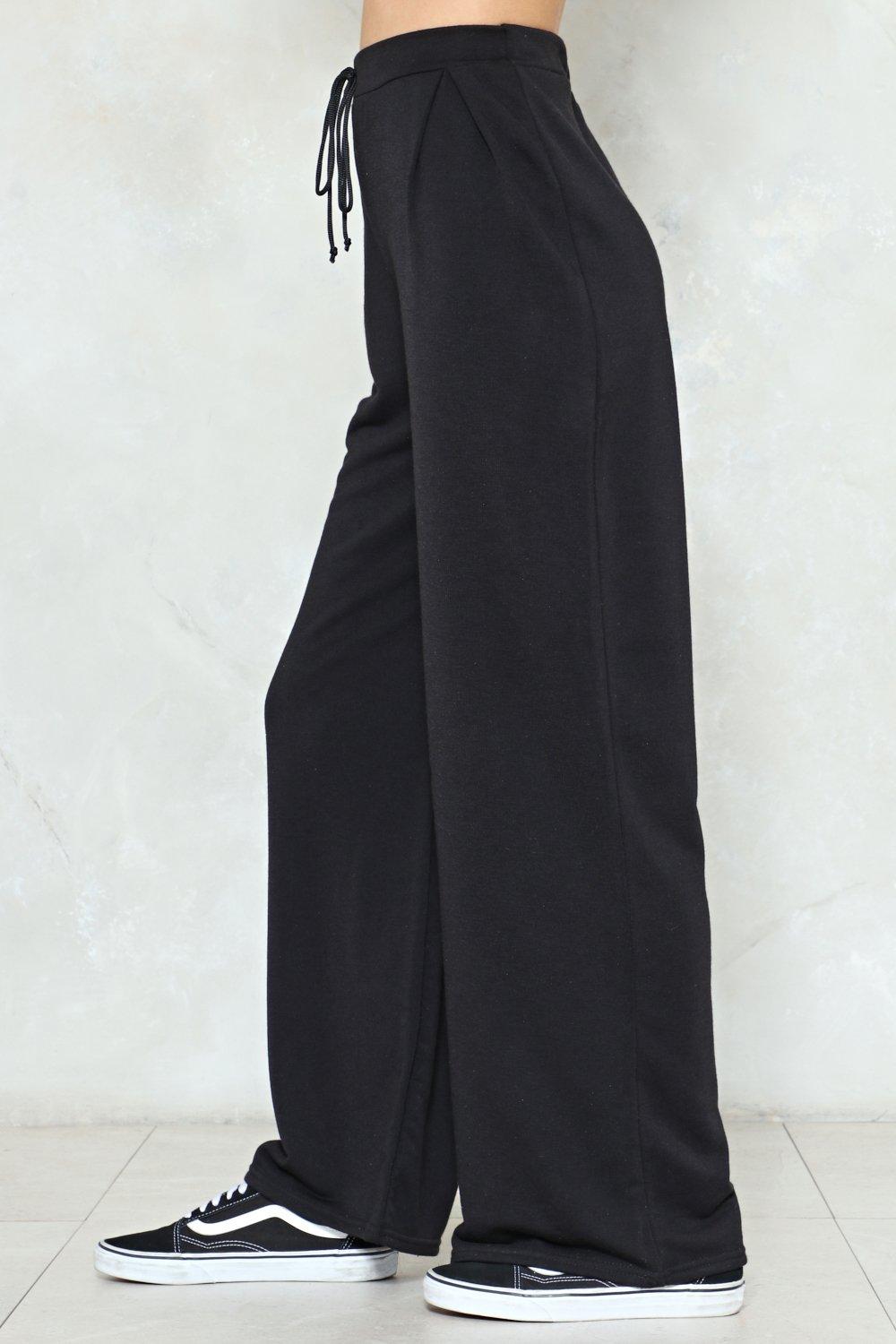 black wide leg joggers