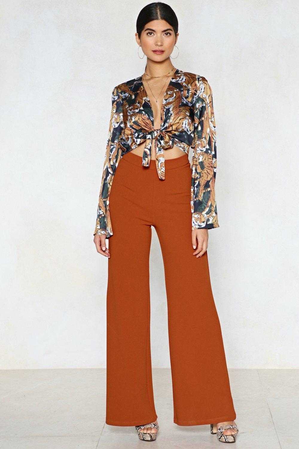 orange high waisted pants