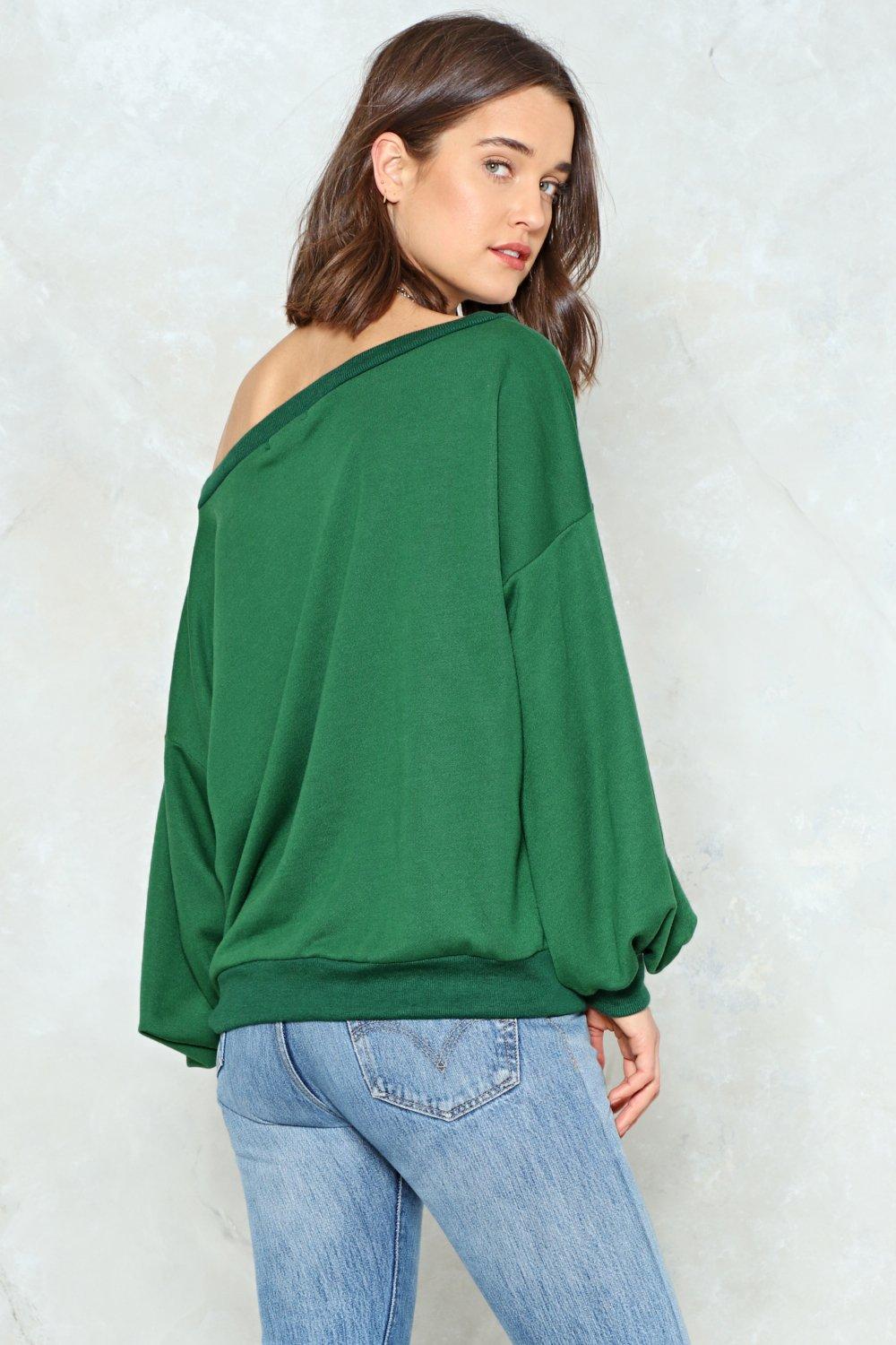 off one shoulder sweatshirt