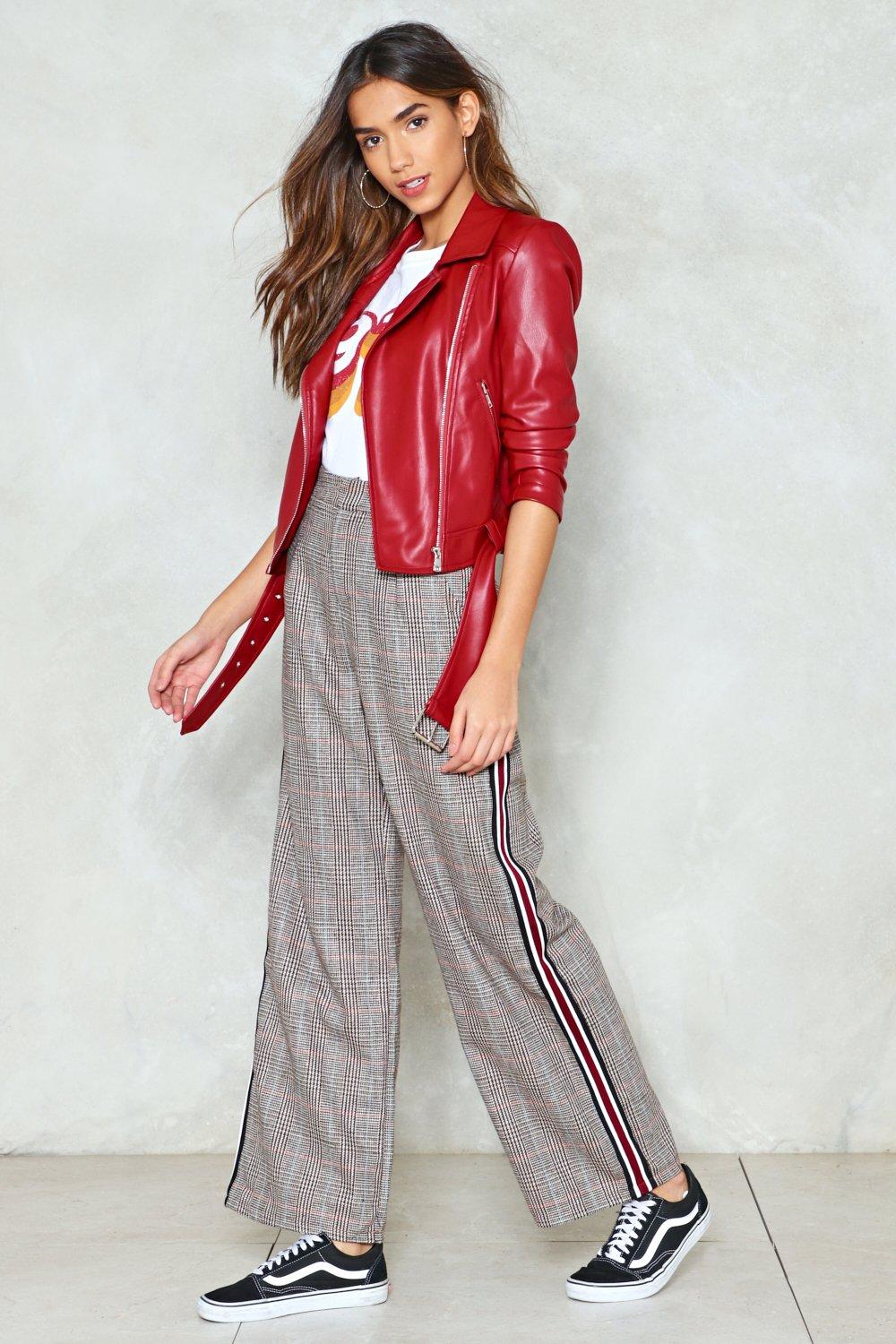 wide trousers with side stripe