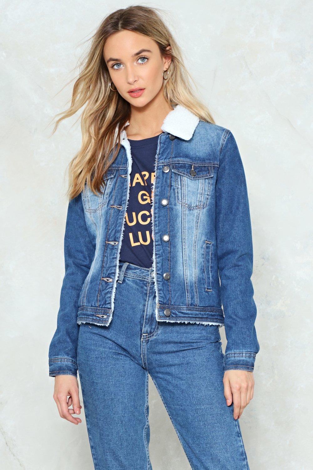 faux shearling denim jacket