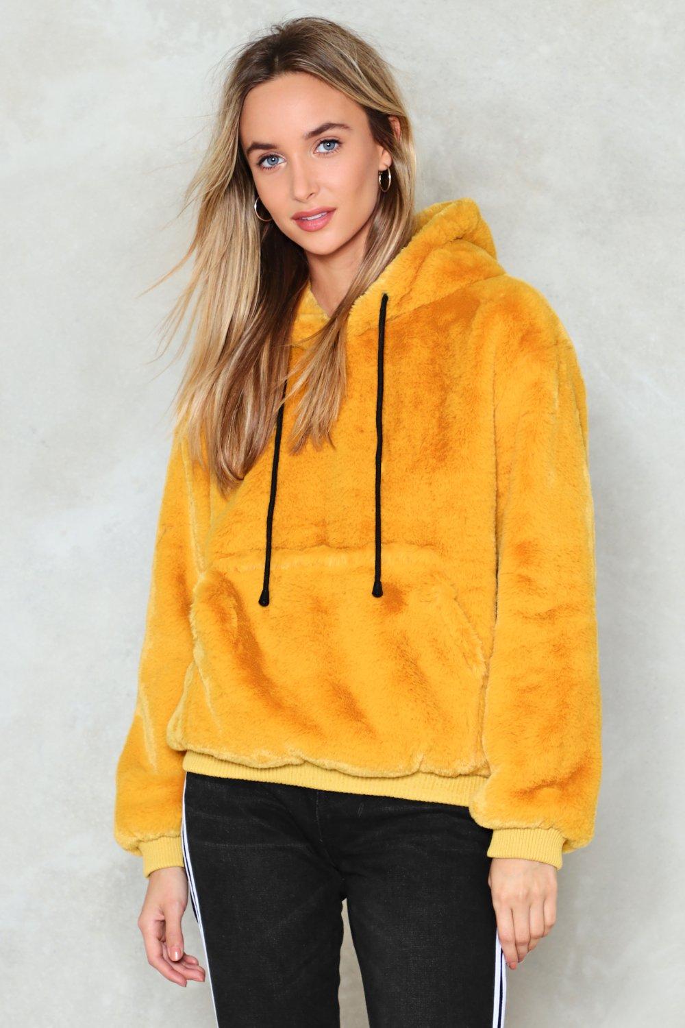 oversized faux fur hoodie