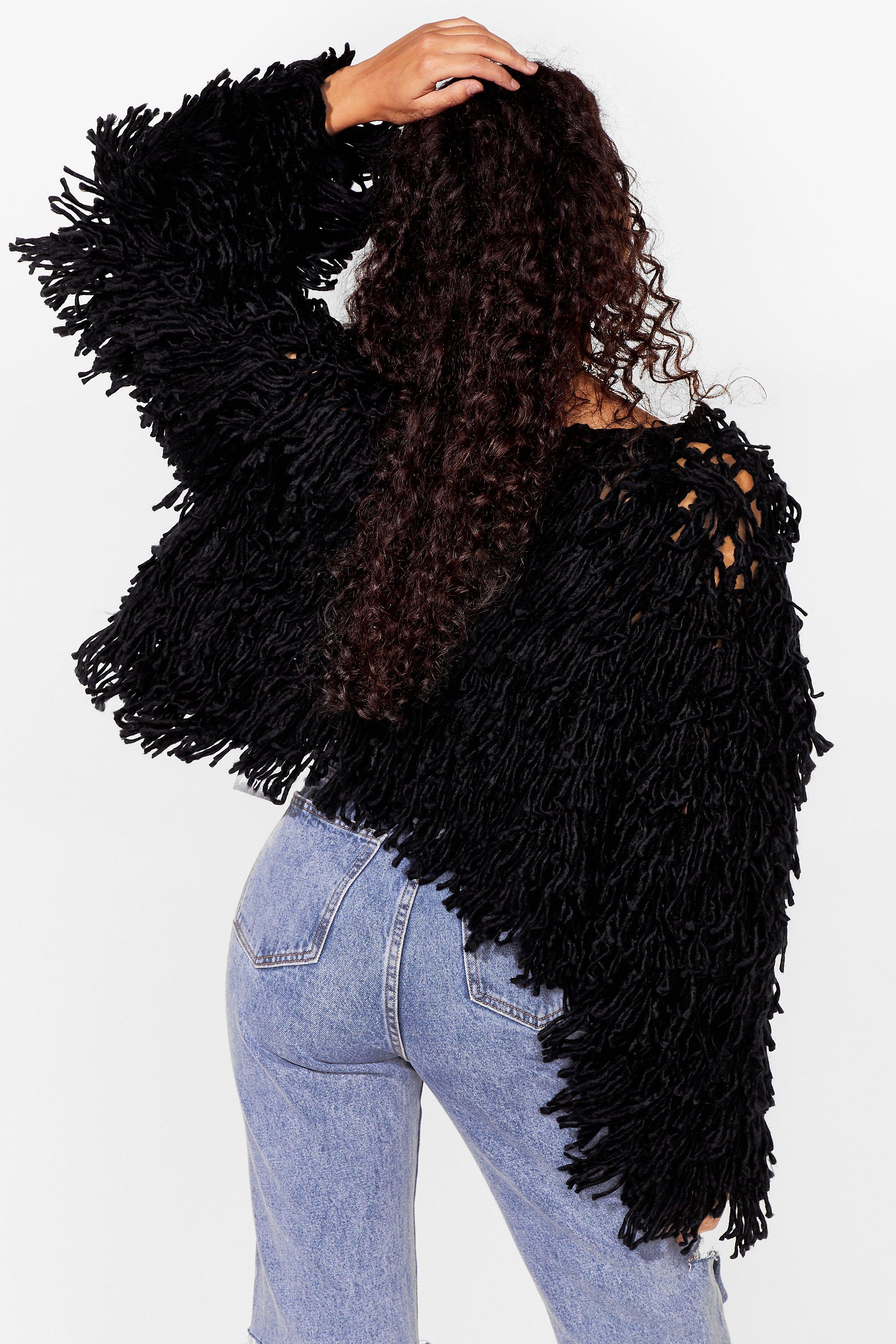 long black shaggy cardigan