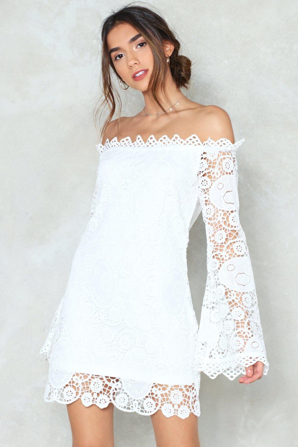 white over the shoulder dress