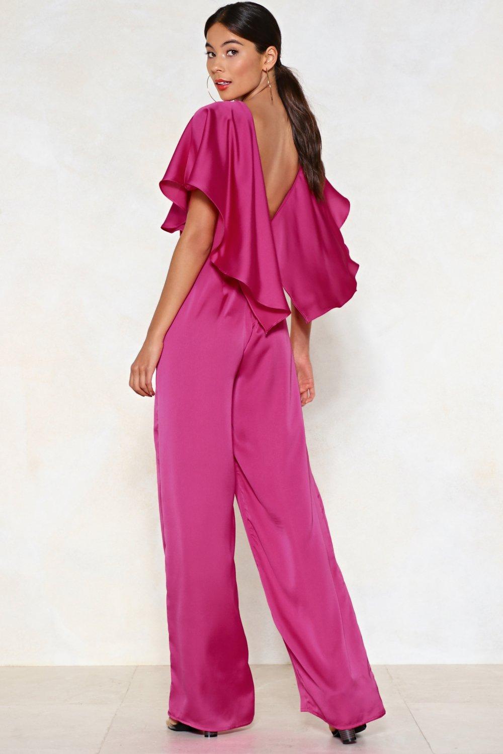 pink cape jumpsuit