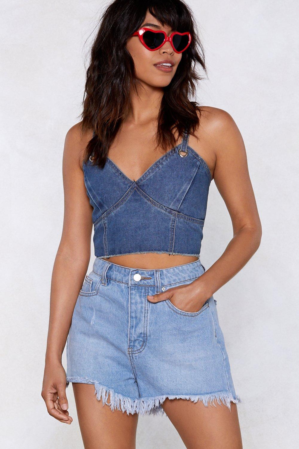 denim bralette crop top