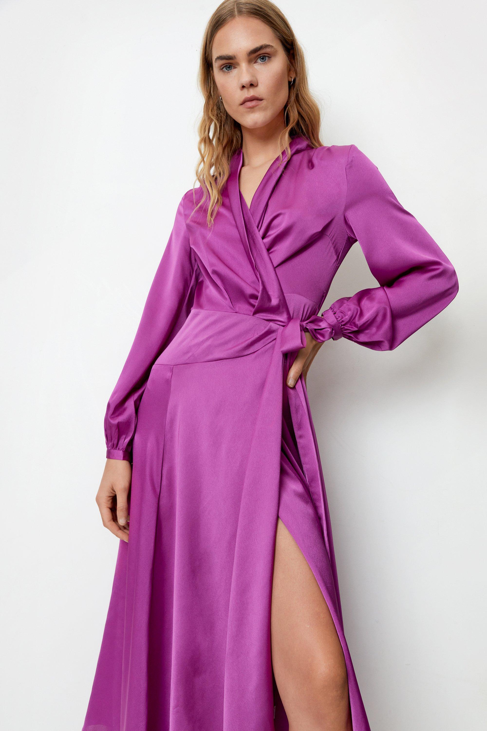 satin magenta dress