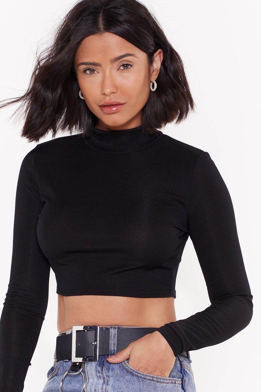 Black Crop Turtleneck Top Nasty Gal