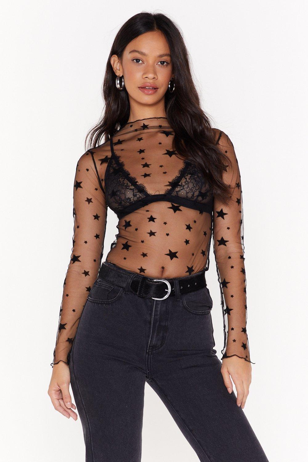 sheer top with stars
