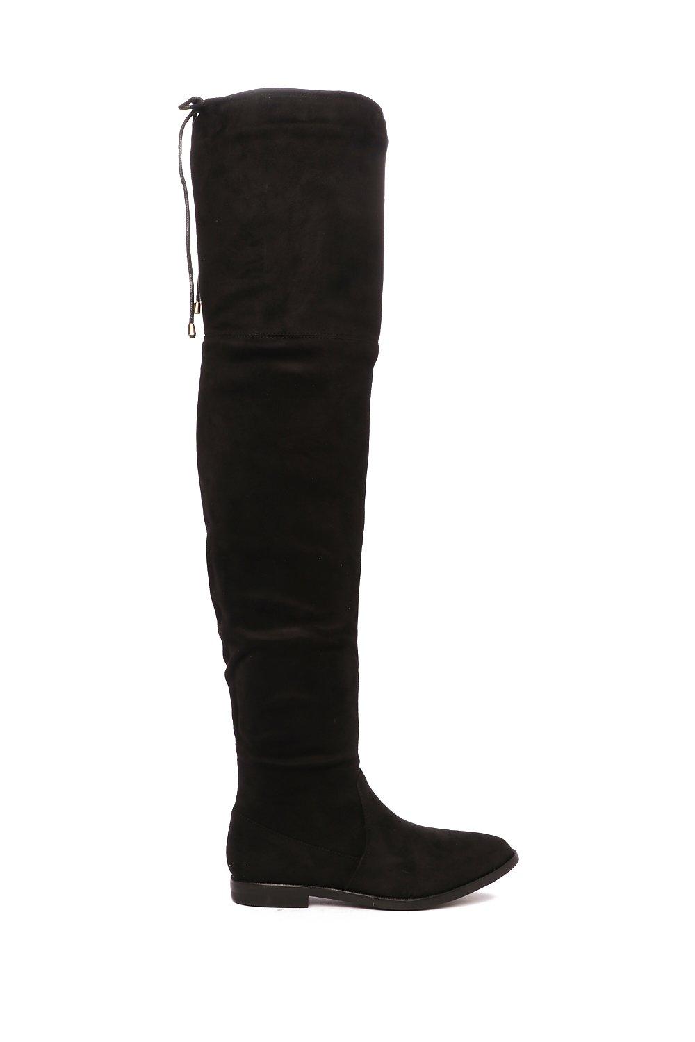 thigh high boots with tie in back