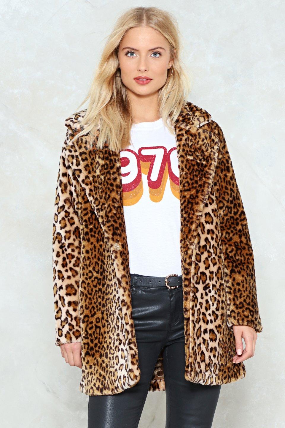 leopard print coat faux fur