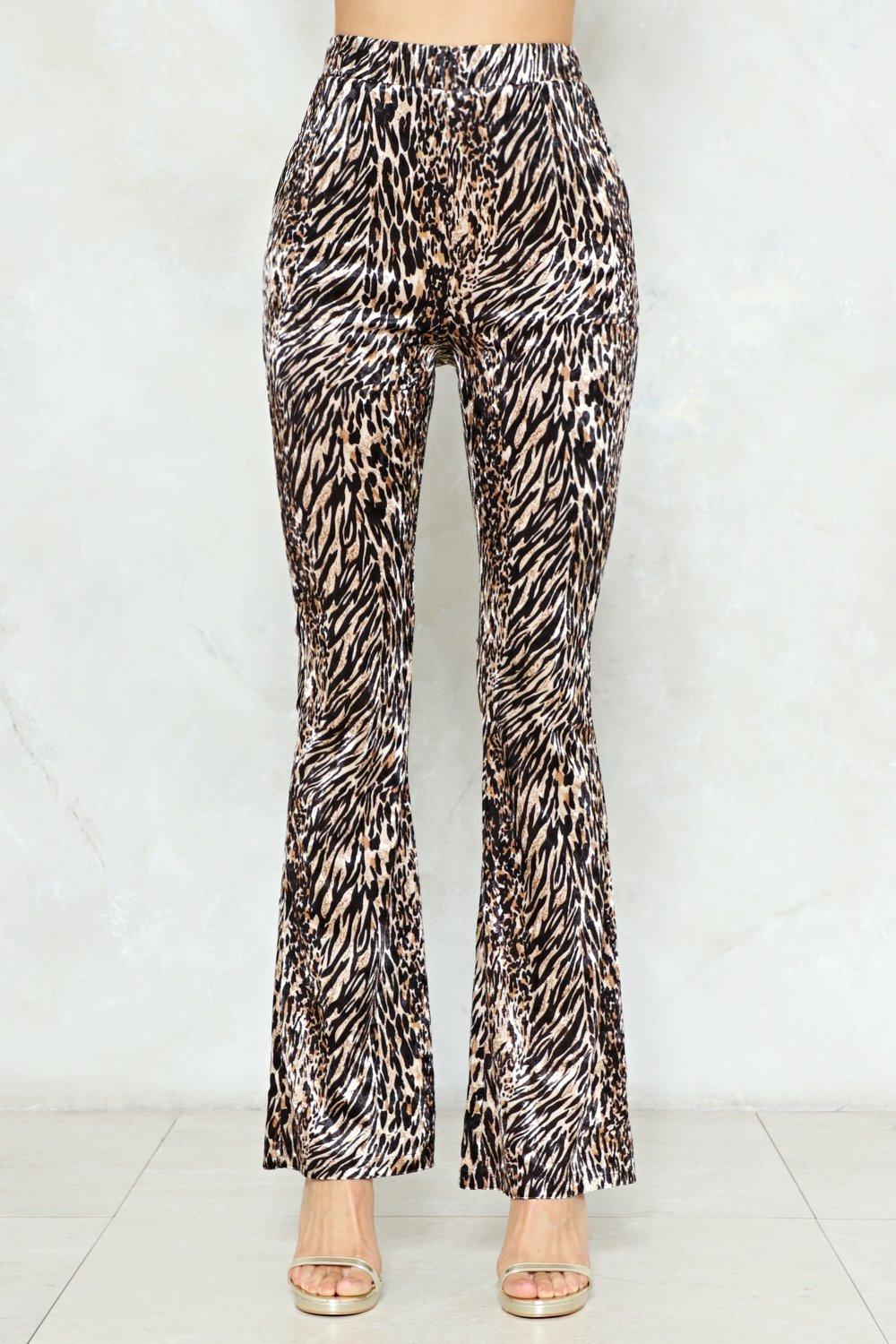 animal print flare pants