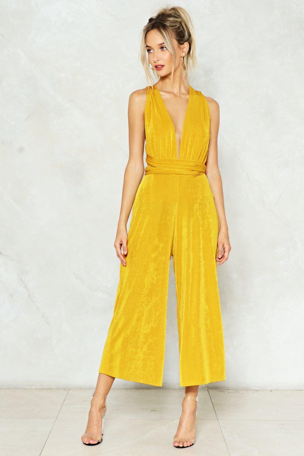 yellow formal jumpsuit