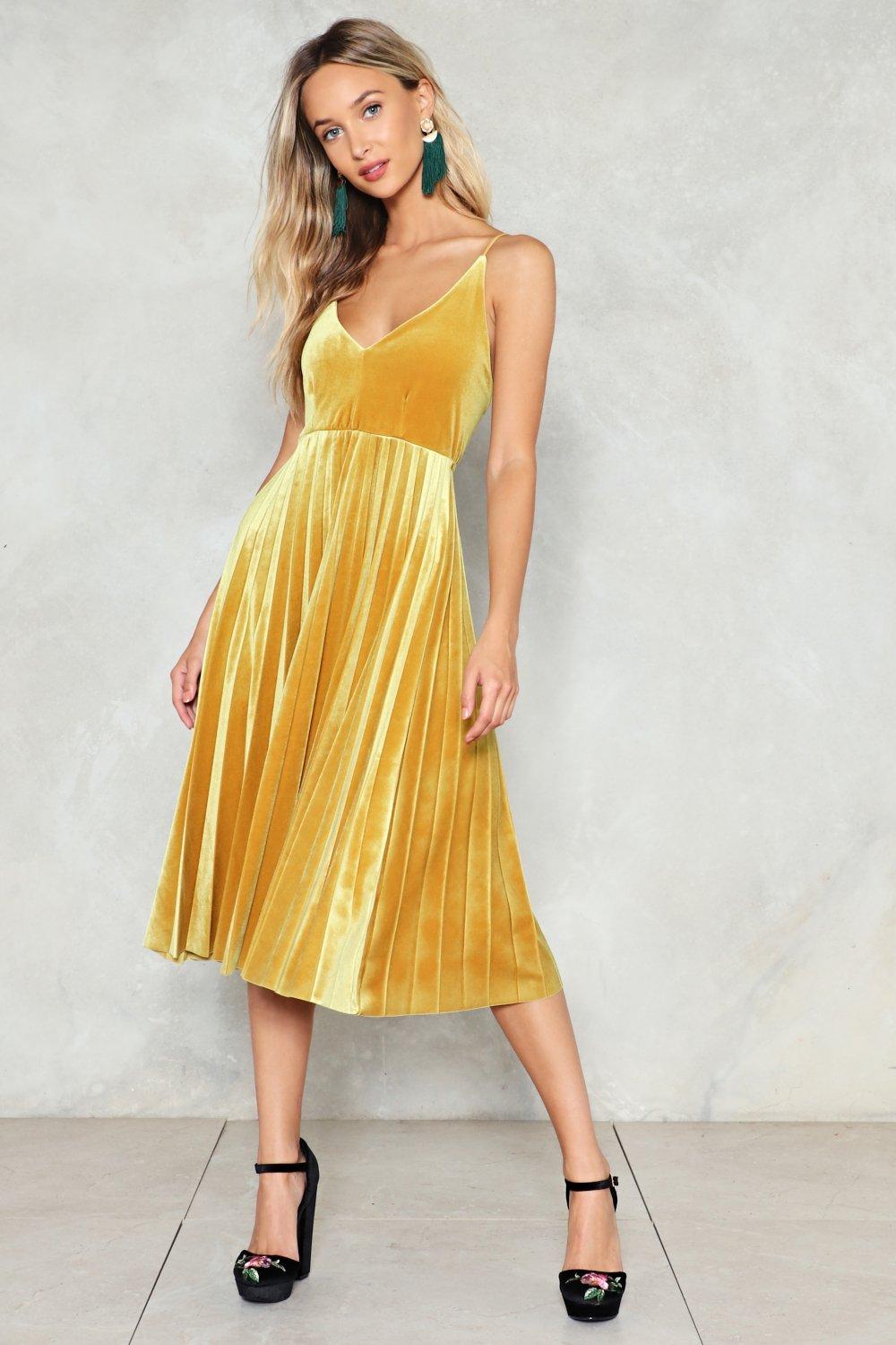 yellow velvet dress