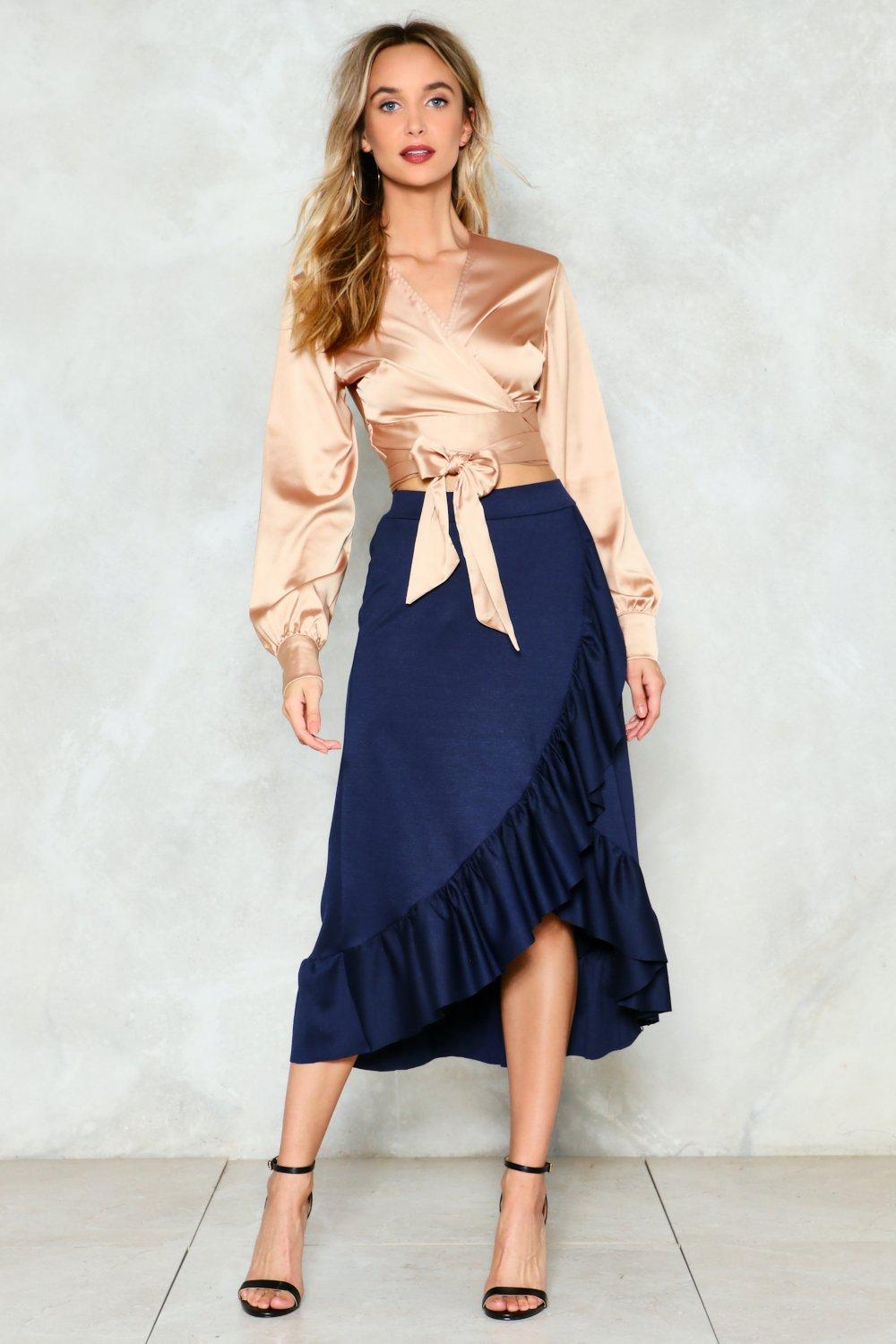 long satin skirt outfit