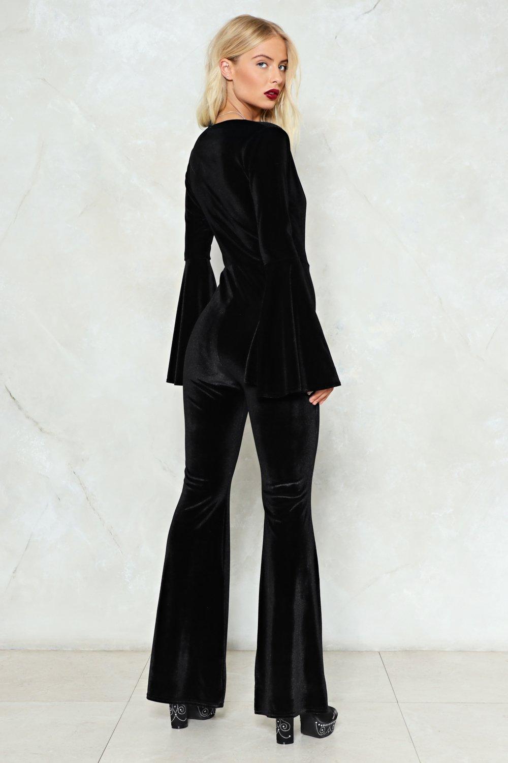 velvet flared jumpsuit