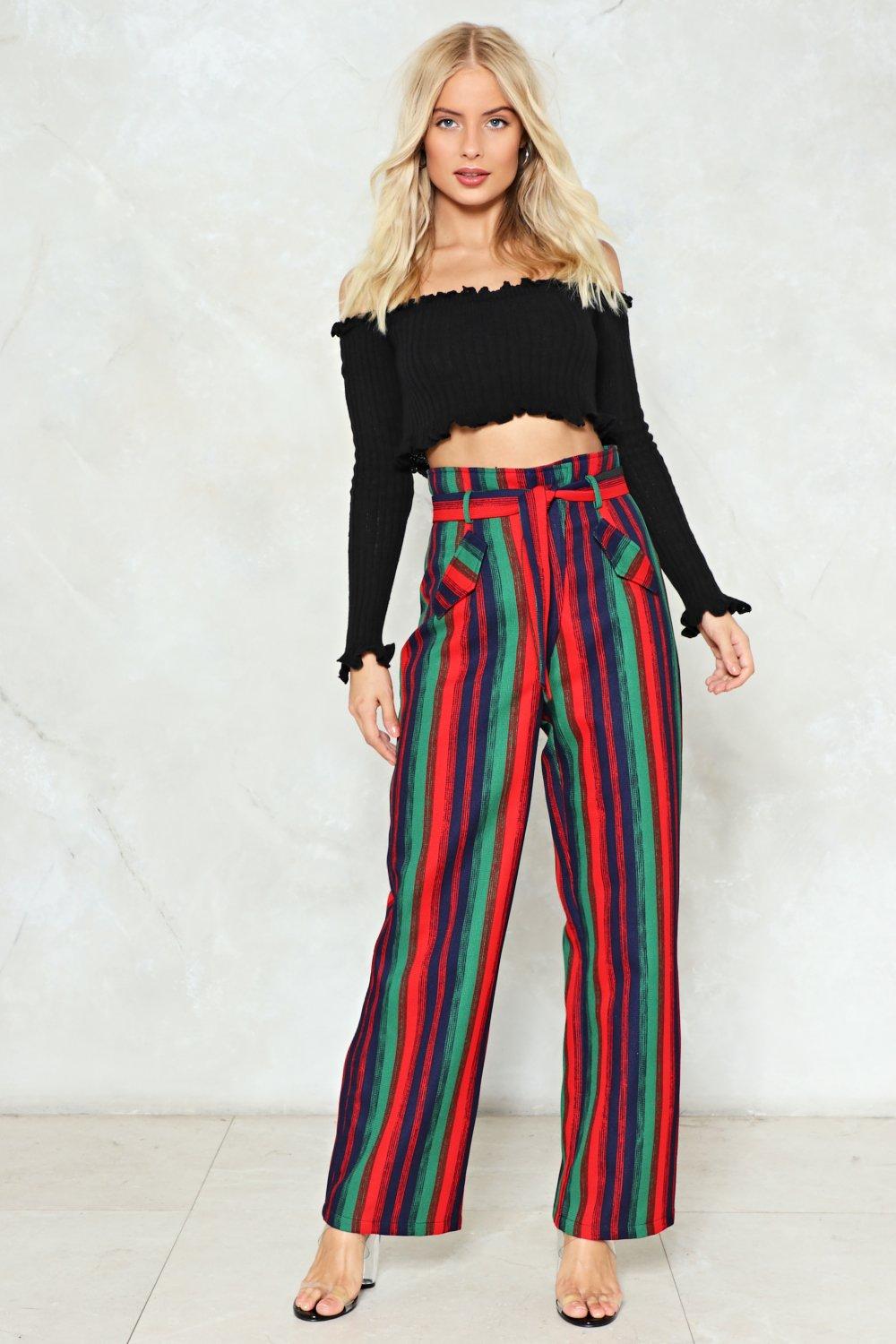 multi colored striped pants