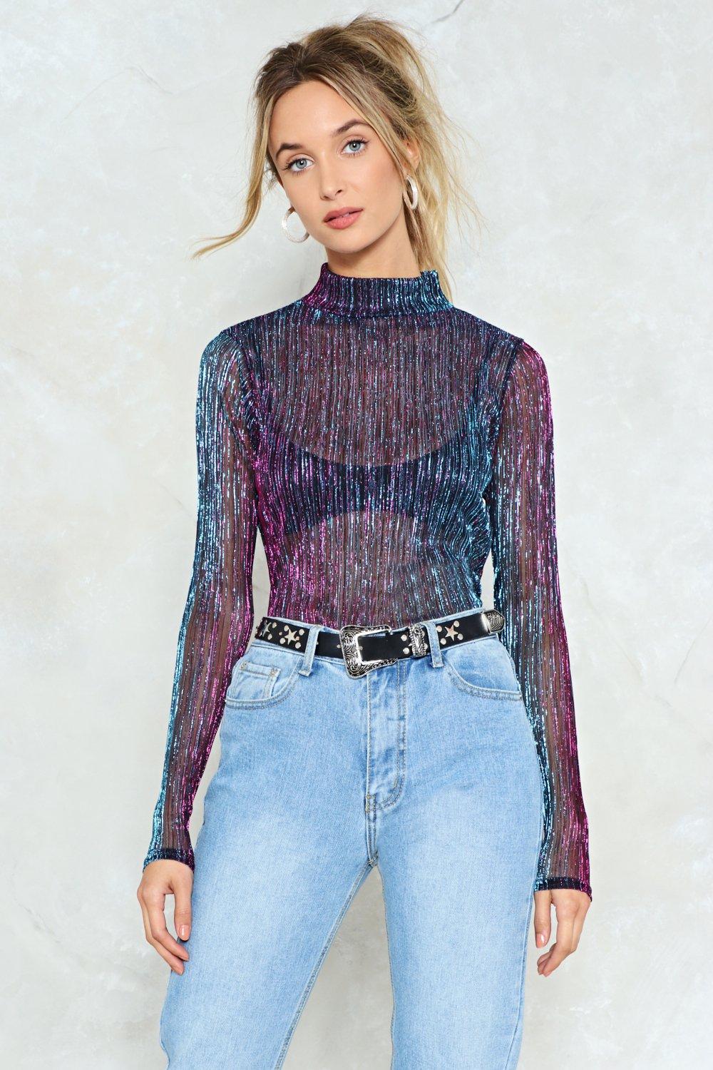 glitter high neck top