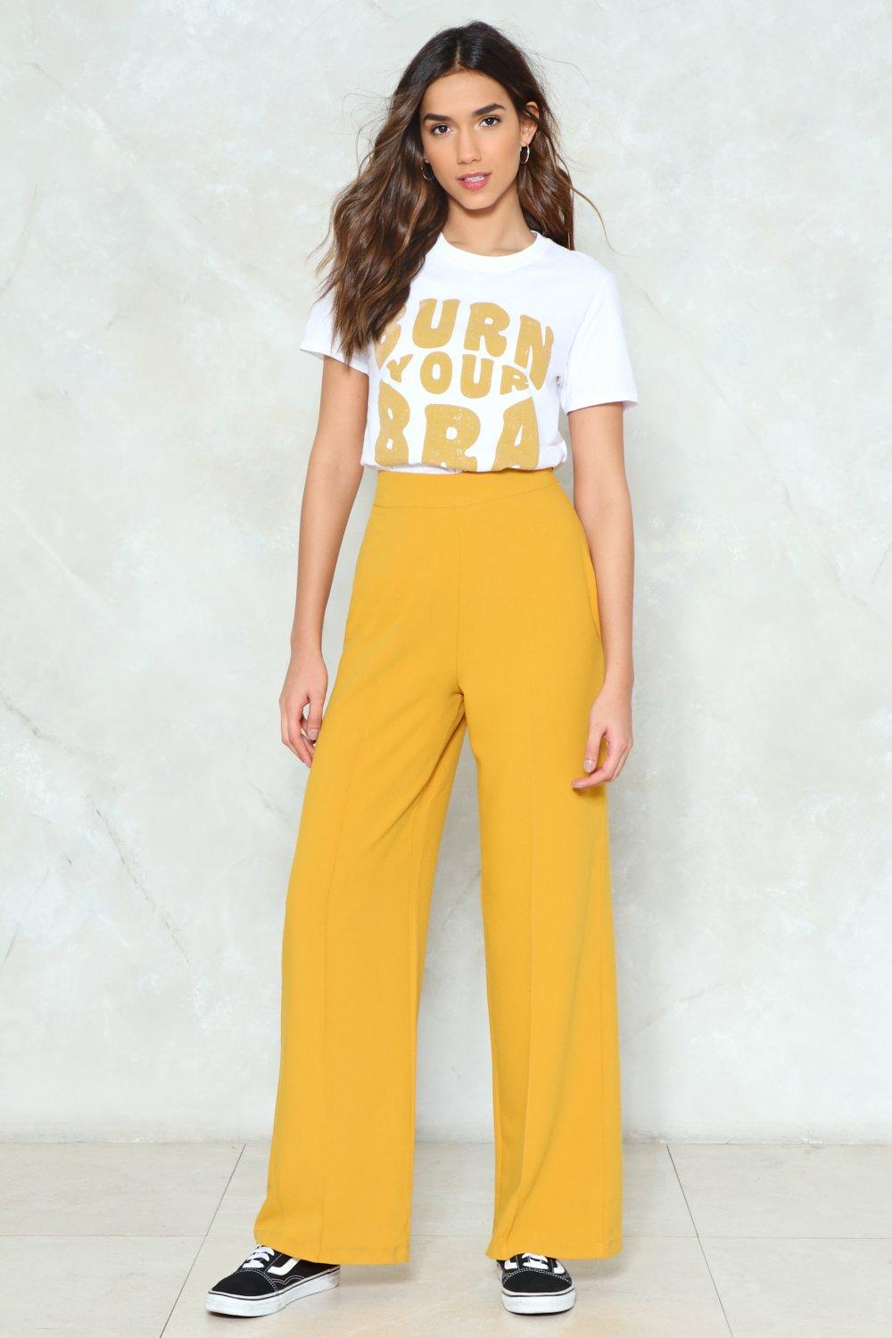 mustard high waisted trousers