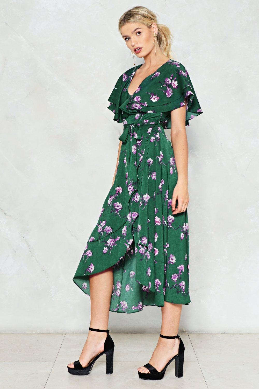 dark green floral dress