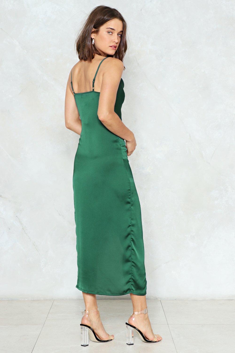 dark green cowl neck dress