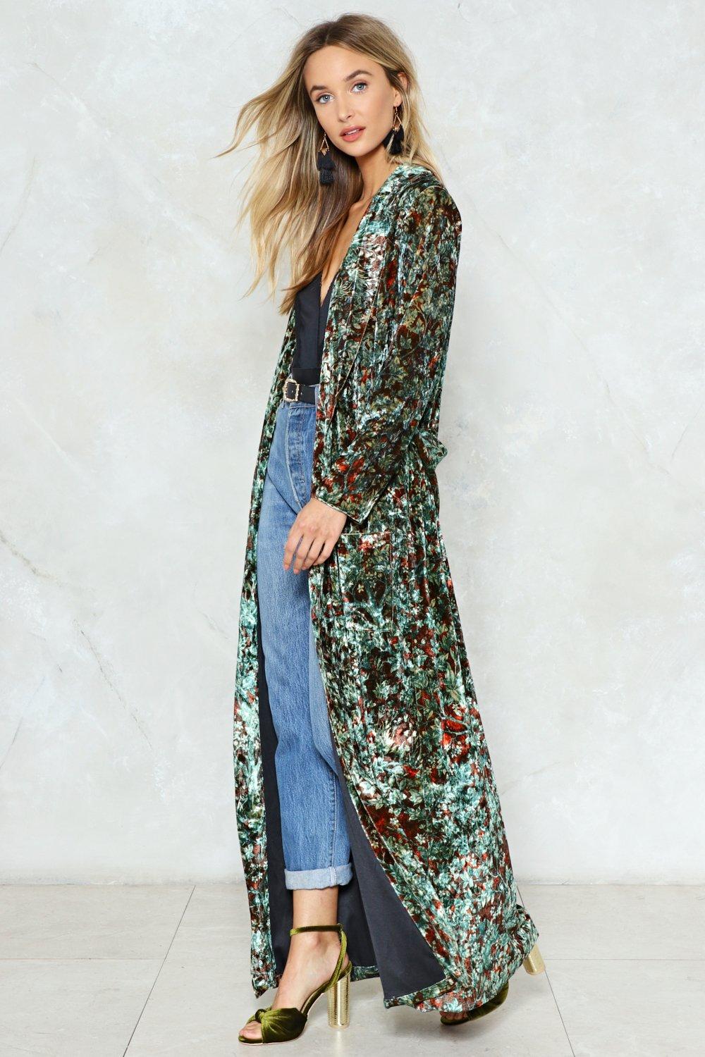 velvet maxi kimono