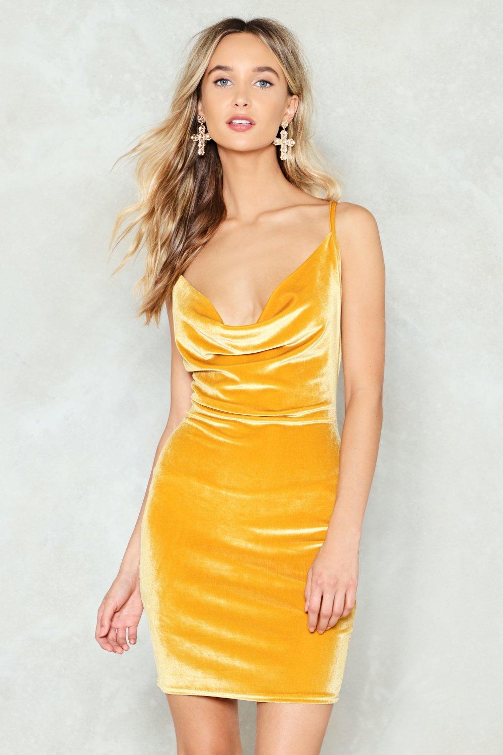yellow silk mini dress