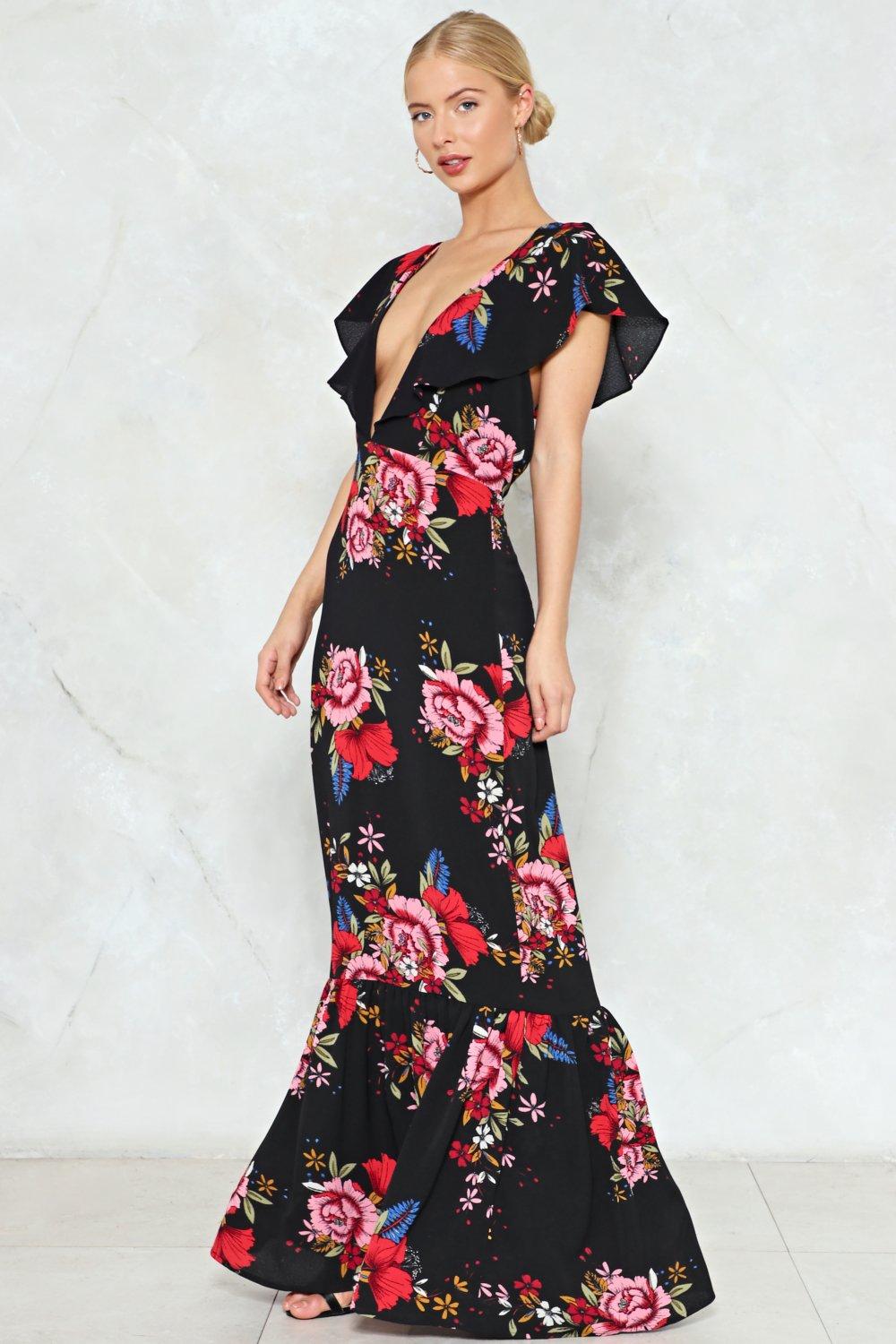 long flower maxi dress