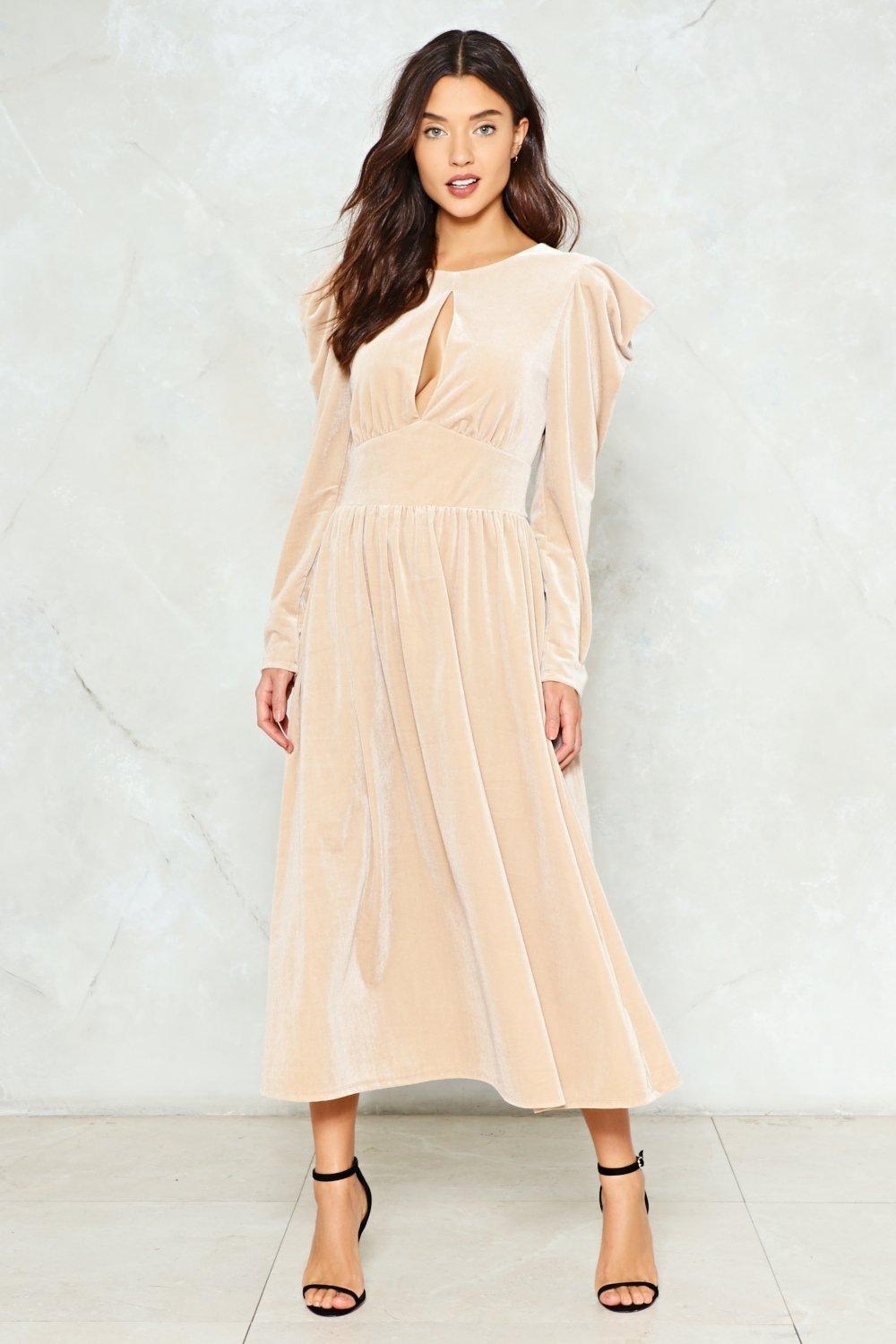 tan velvet dress