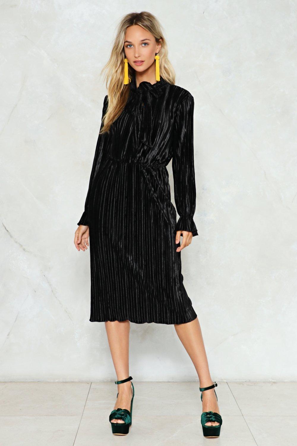 velvet pleated dress
