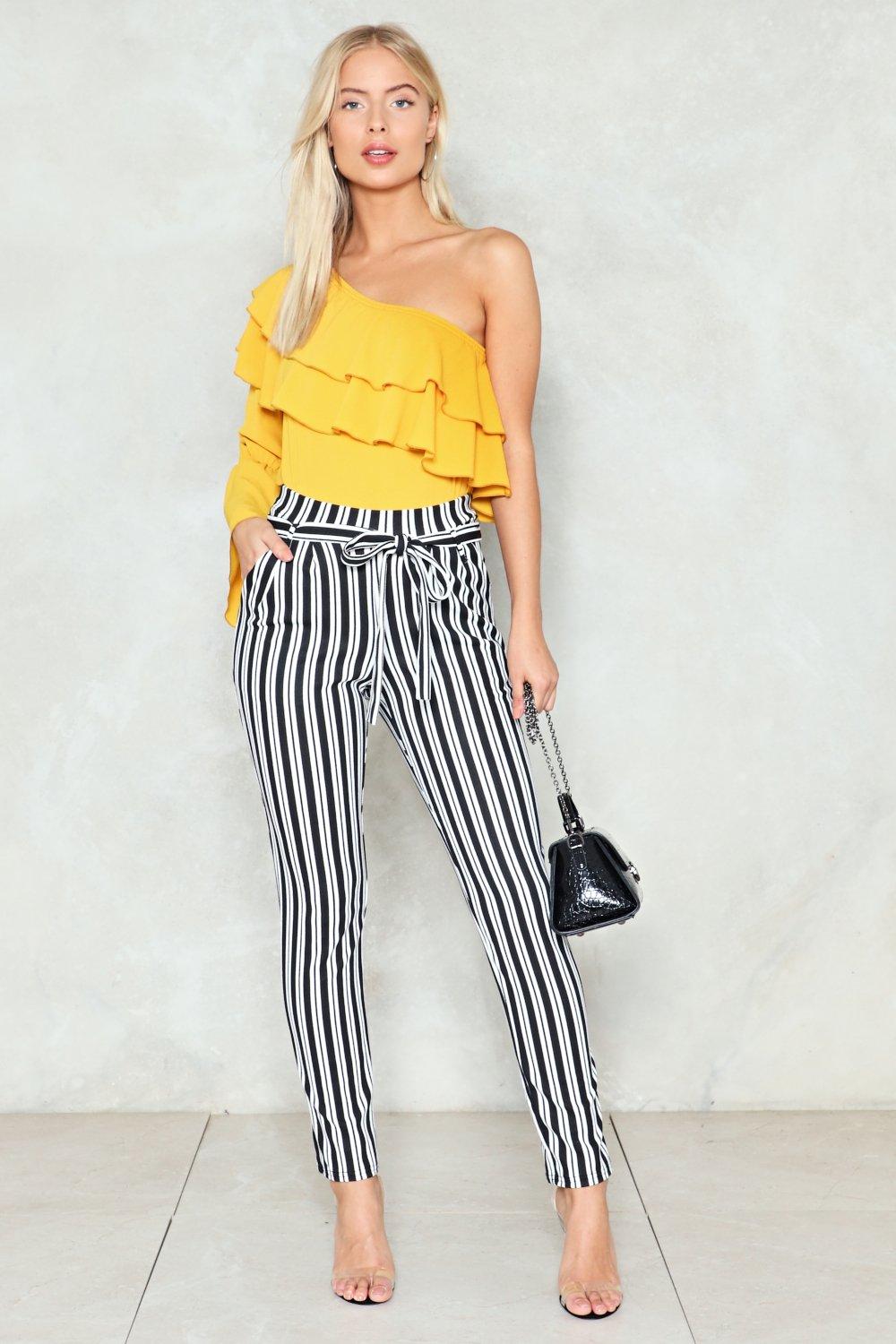 black striped high waisted pants