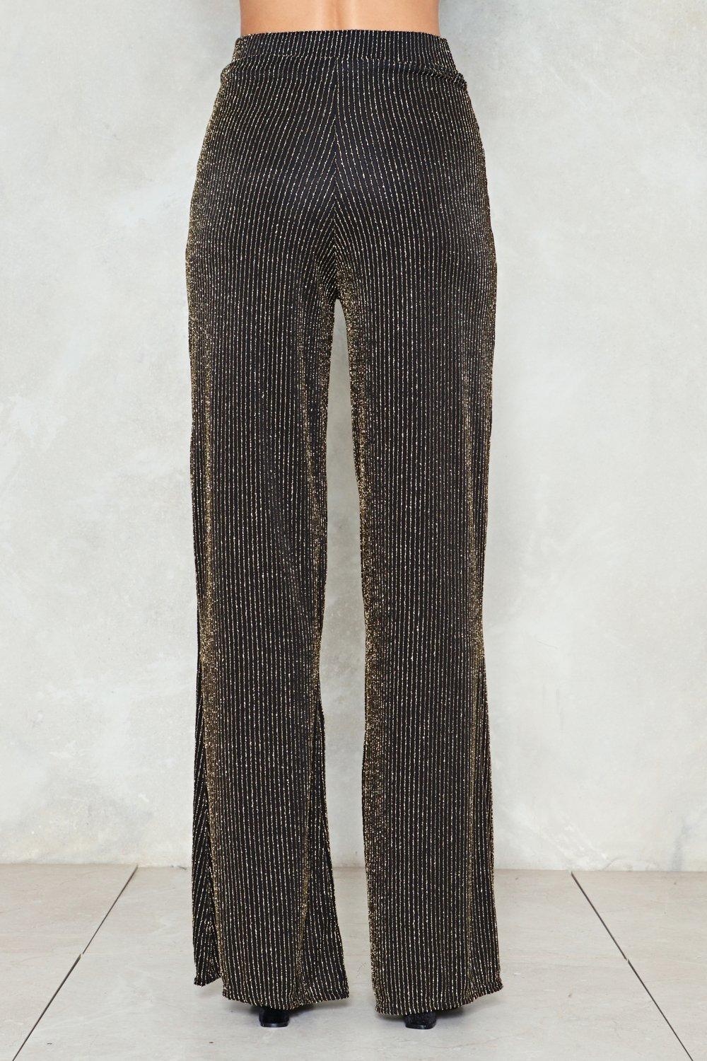 black trousers with glitter stripe