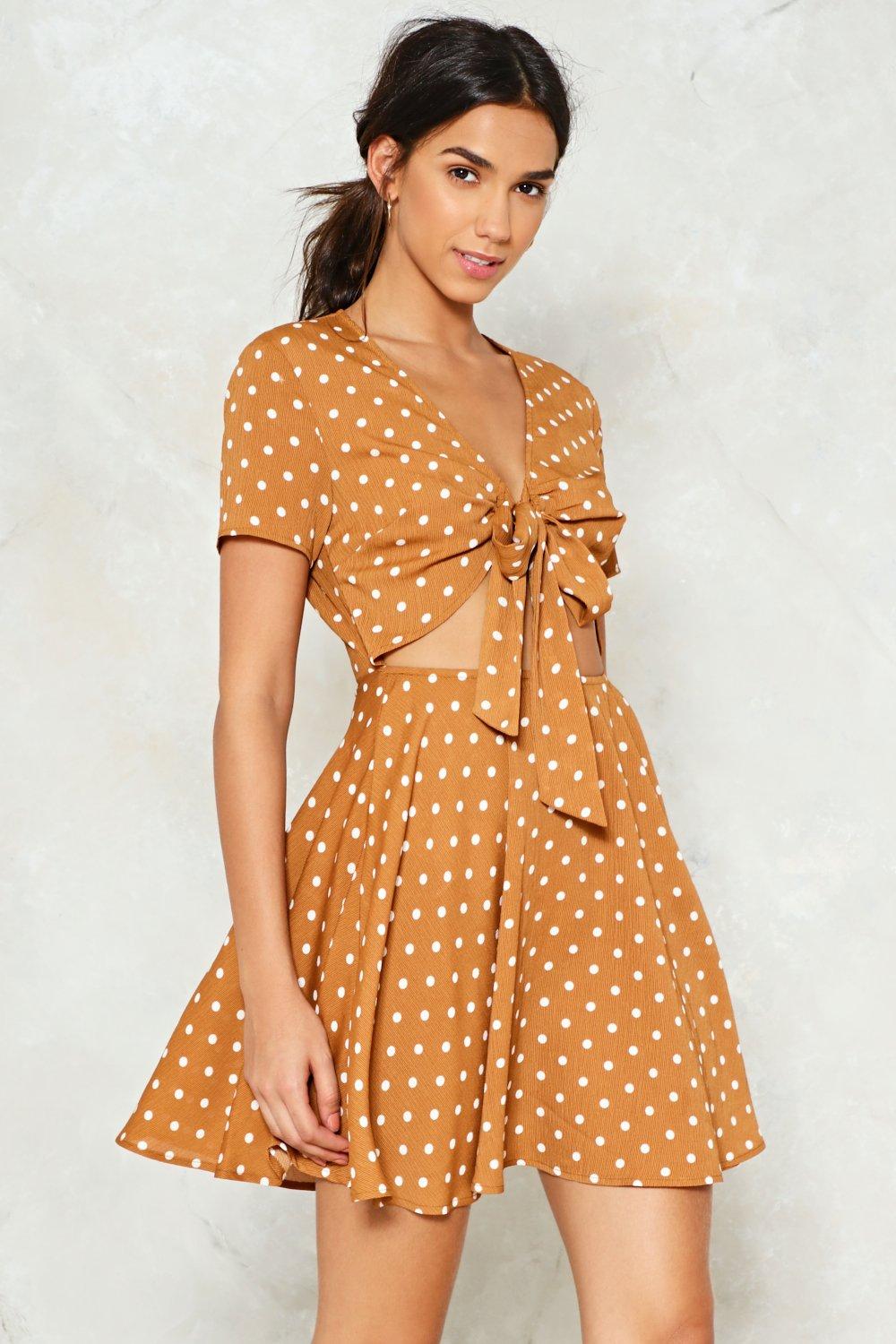 mustard polka dot dress