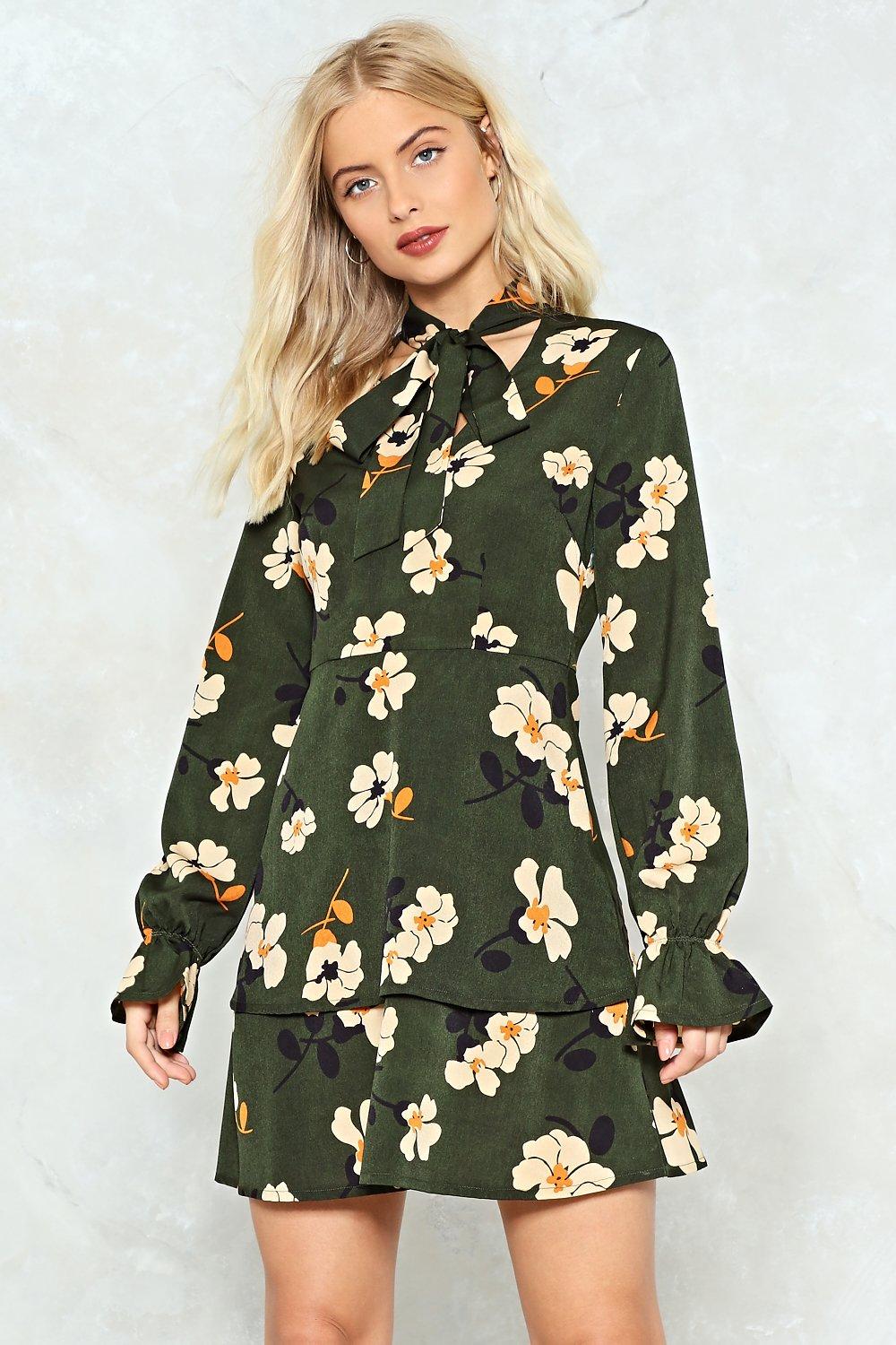 dark green floral dress