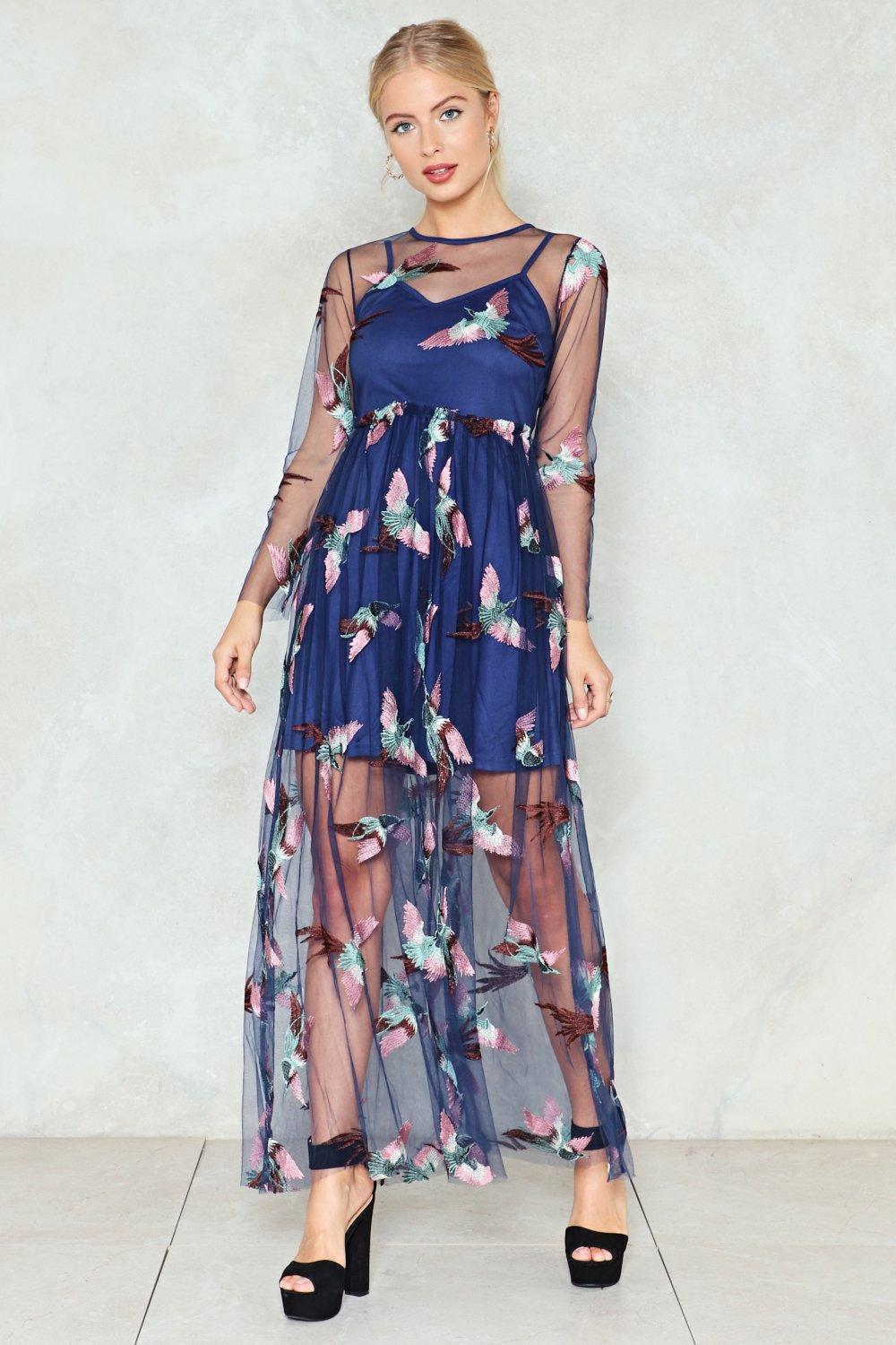 bird maxi dress