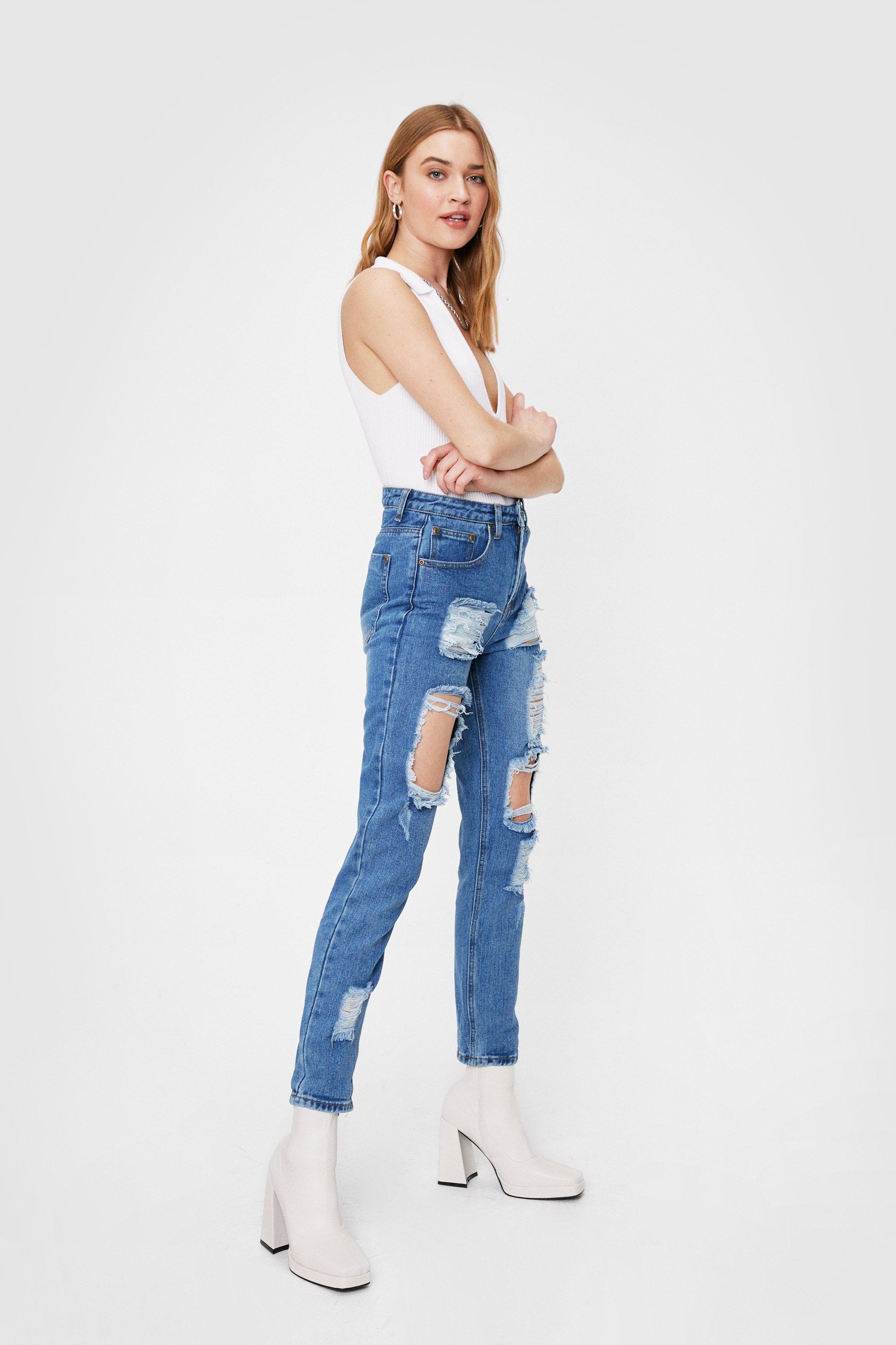 Girl Talk Distressed Mom Jeans | Nasty Gal