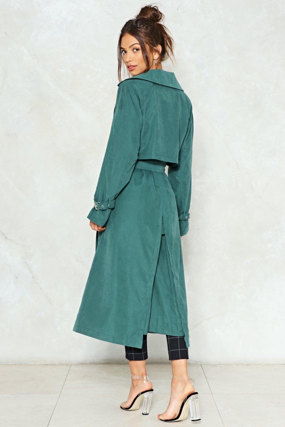 teal duster coat