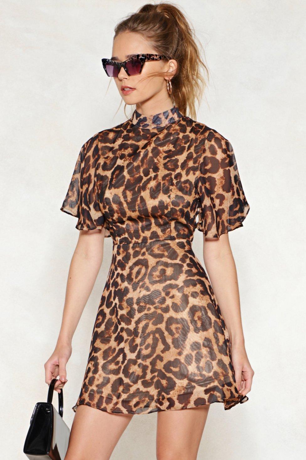 Леопардовое шифоновое платье