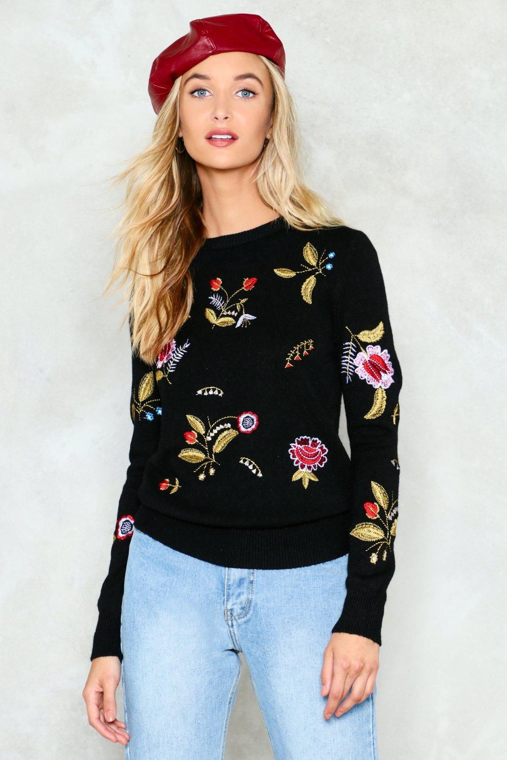 embroidered sweater