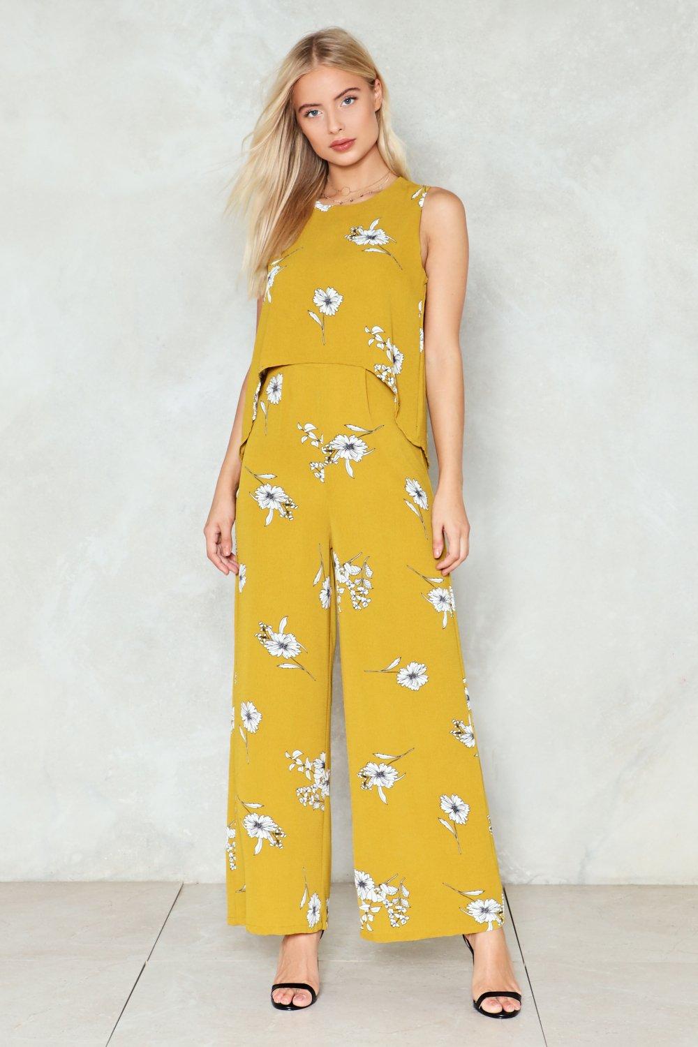 yellow floral jumpsuit