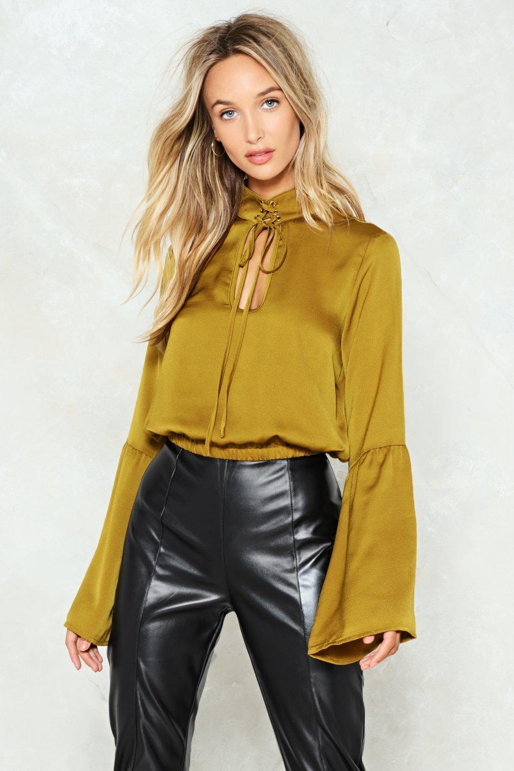 olive satin top