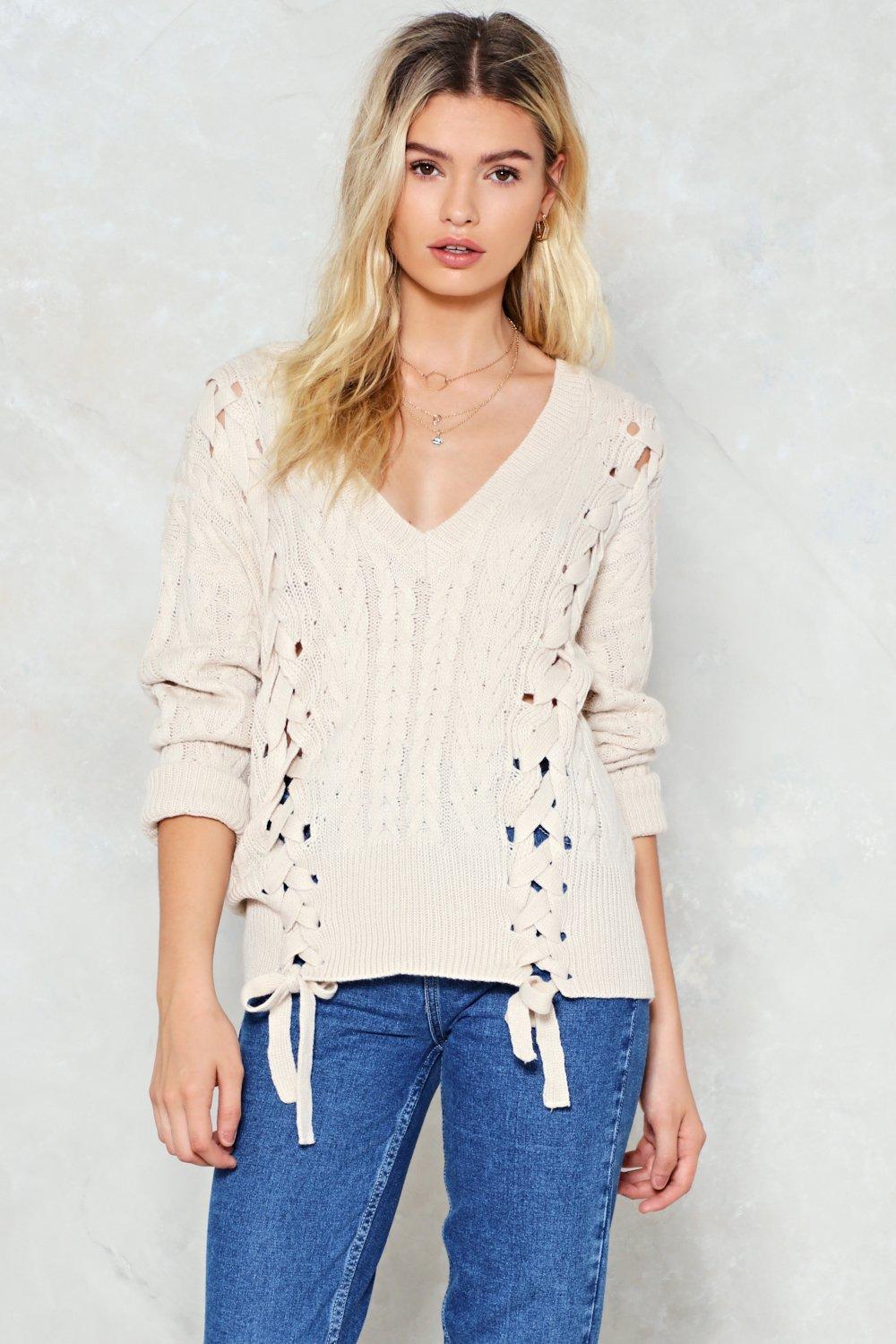 lace up sweater